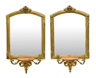 Lot 499 - Pair of late Victorian giltwood girandole wall mirrors