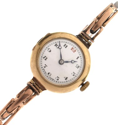 Lot 181 - Lady's 1920s 9ct gold bracelet watch