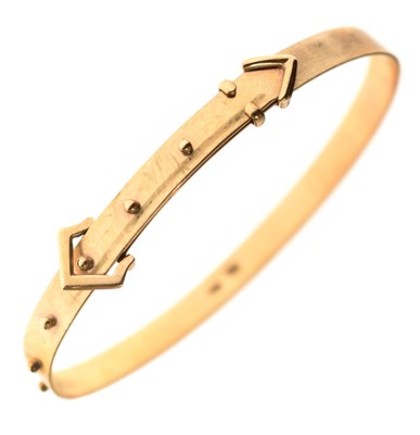 Lot 91 - Late 19th century 9ct yellow gold bangle