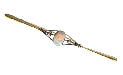 Lot 46 - Opal and pearl early 20th century bar brooch