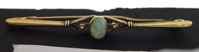 Lot 46 - Opal and pearl early 20th century bar brooch