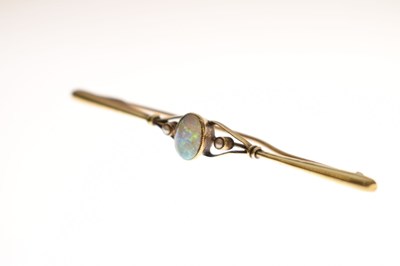 Lot 46 - Opal and pearl early 20th century bar brooch