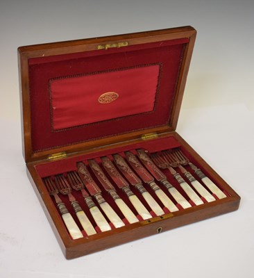 Lot 457 - Set of late Victorian mother-of-pearl handled knives and forks