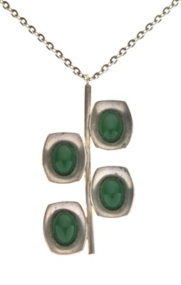 Lot 76 - Jorgen Jensen green glass pewter pendant necklace