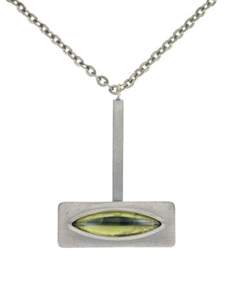 Lot 77 - Jorgen Jensen green glass pewter pendant necklace