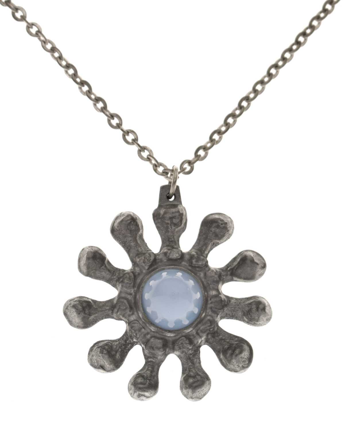 Lot 71 - Jorgen Jensen blue glass pewter pendant necklace