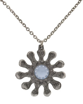 Lot 71 - Jorgen Jensen blue glass pewter pendant necklace