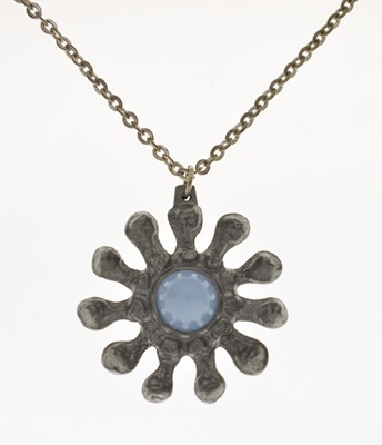 Lot 71 - Jorgen Jensen blue glass pewter pendant necklace