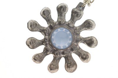 Lot 71 - Jorgen Jensen blue glass pewter pendant necklace