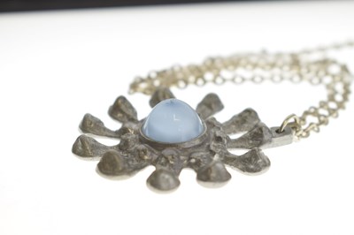 Lot 71 - Jorgen Jensen blue glass pewter pendant necklace