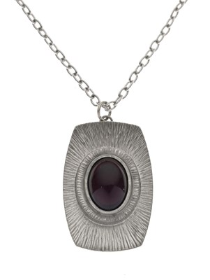 Lot 72 - Jorgen Jensen red glass pewter pendant necklace