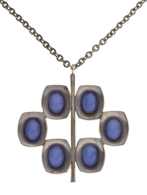 Lot 73 - Jorgen Jensen blue glass pendant necklace