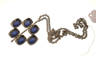Lot 73 - Jorgen Jensen blue glass pendant necklace