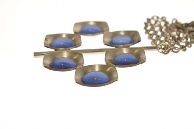 Lot 73 - Jorgen Jensen blue glass pendant necklace