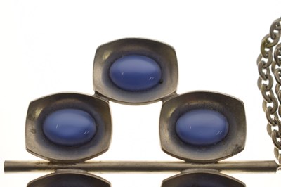 Lot 73 - Jorgen Jensen blue glass pendant necklace
