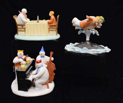 Lot 586 - Coalport Characters 'The Snowman' - Three boxed figure groups