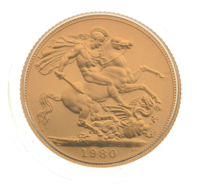 Lot 270 - Elizabeth II gold proof sovereign, 1980