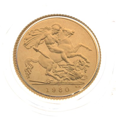 Lot 277 - Elizabeth II gold proof half sovereign , 1980