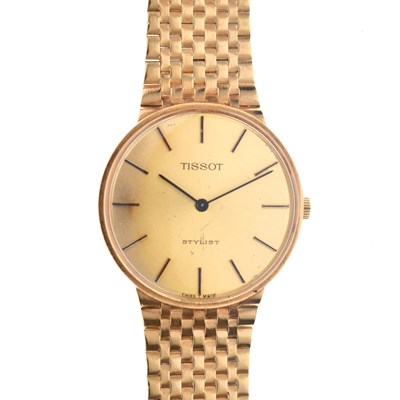 Lot 176 - Tissot - 1970s Stylist 9ct gold bracelet watch