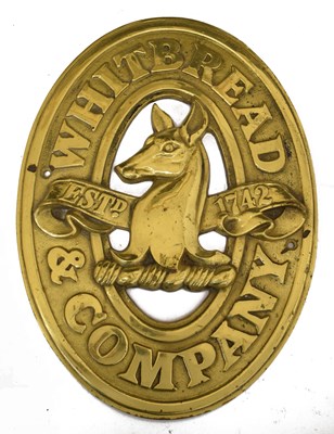 Lot 439 - Breweraina: A vintage heavy cast brass Whitbread & Company plaque