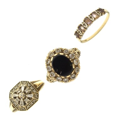 Lot 27 - Three 9ct gold dress rings