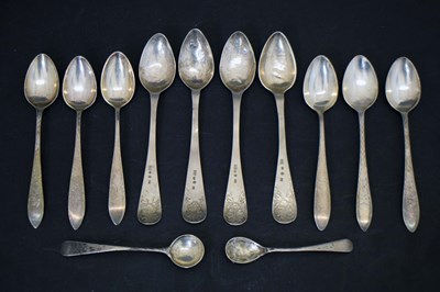 Lot 262 - Assorted Continental white metal spoons, etc