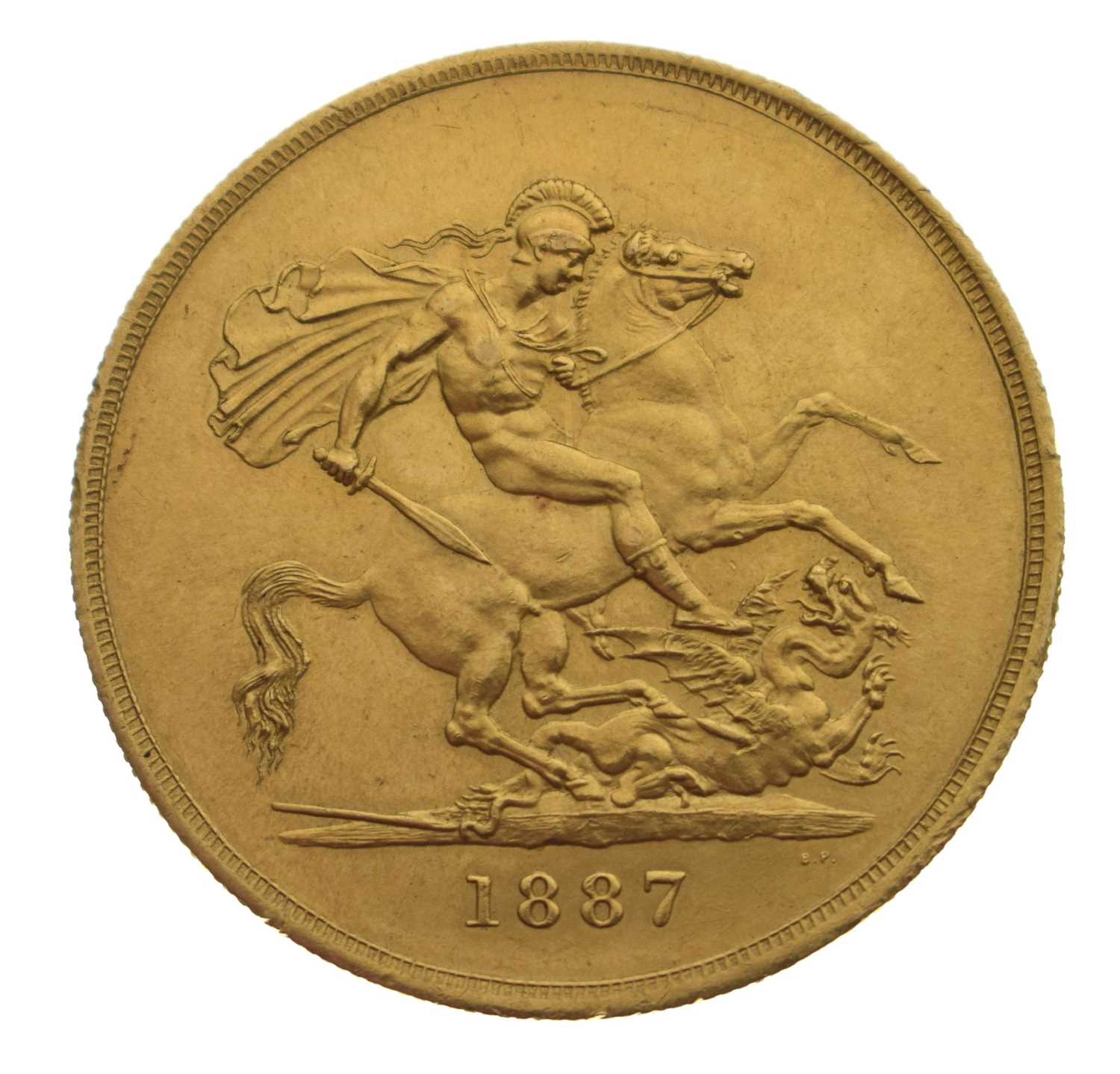 Lot 180 - Queen Victoria £5 gold coin (Quintuple sovereign), 1887