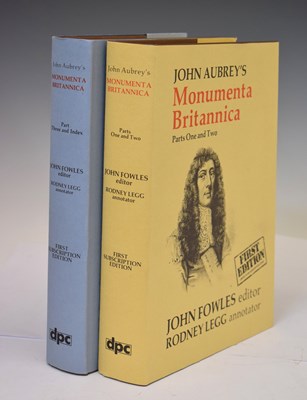 Lot 676 - John Fowles (ed.), 'J'ohn Aubrey's Monumenta Britannica', two volumes, signed