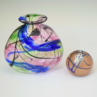 Lot 550 - Norman Stuart Clarke (b.1946) Studio glass vase, and paperweight