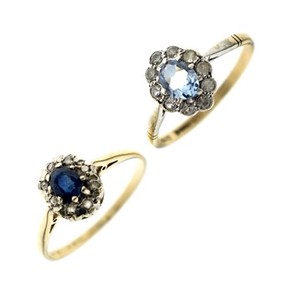Lot 11 - Two 9ct gold dress rings comprising a sapphire and diamond 9ct gold cluster ring