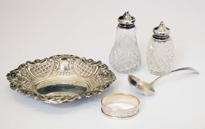 Lot 229 - Elizabeth II silver bonbon dish, a Victorian sauce ladle, etc