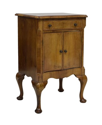 Lot 734 - Early 20th century walnut serpentine front low cabinet