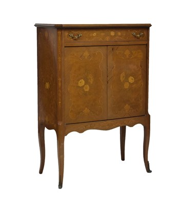 Lot 706 - Continental inlaid walnut cocktail cabinet