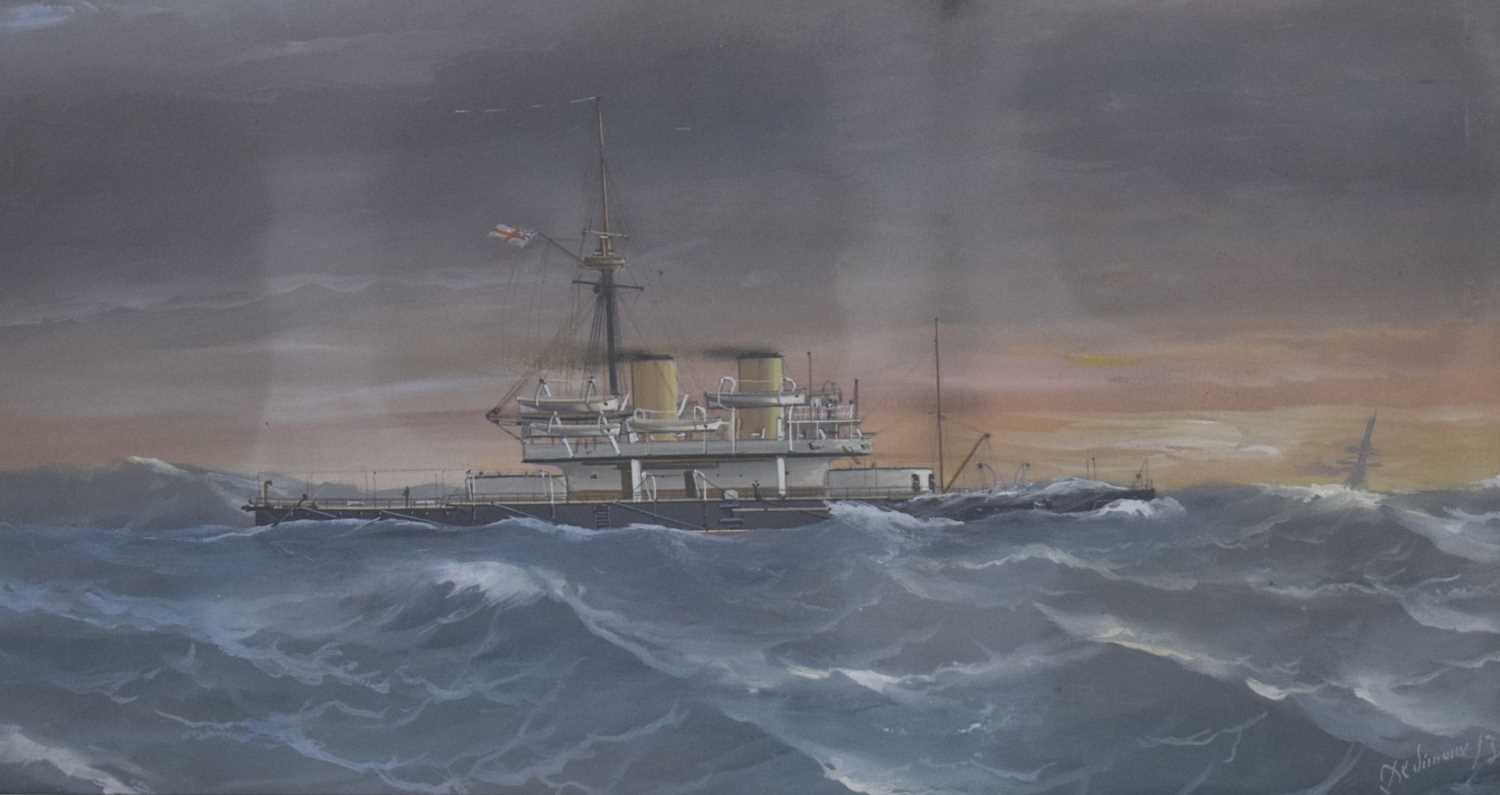 Lot 401 - Antonio De Simone (Italian, 1851-1907) - Gouache heightened with white - Dreadnought