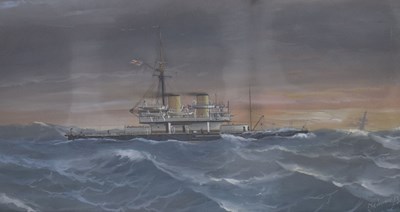 Lot 401 - Antonio De Simone (Italian, 1851-1907) - Gouache heightened with white - Dreadnought