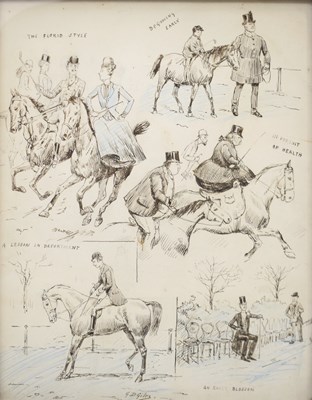 Lot 708 - G.D. Giles (late 19th / early 20th century) - Pen and ink - Horse riding cartoon