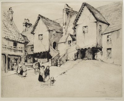 Lot 688 - J.S.C. Simpson (20th century) - Etching - 'White Horse Close, Edinburgh'