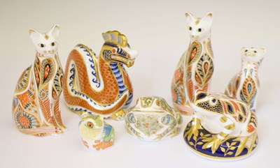 Lot 614 - Royal Crown Derby - Seven animal paperweights