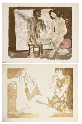 Lot 710 - Hans Erni (Swiss, 1909-2015) - Limited edition colour lithograph - Cubist nude study and one other