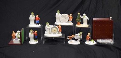 Lot 592 - Coalport Characters ‘The Snowman’ - Collection of figures, clock and calendars
