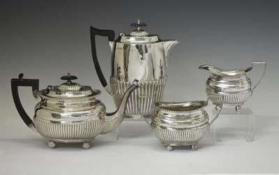 Lot 171 - Late Victorian silver reeded tea service