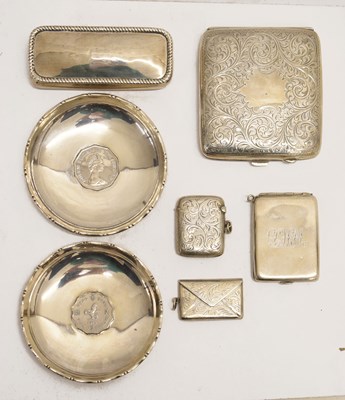 Lot 253 - Collection of silver and white metal items to include: a pair of white metal dishes, etc