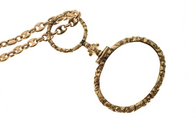Lot 109 - 9ct gold fancy link chain, with Victorian gold plated eyeglass