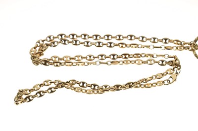 Lot 109 - 9ct gold fancy link chain, with Victorian gold plated eyeglass