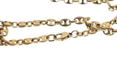 Lot 109 - 9ct gold fancy link chain, with Victorian gold plated eyeglass