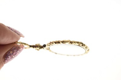 Lot 109 - 9ct gold fancy link chain, with Victorian gold plated eyeglass