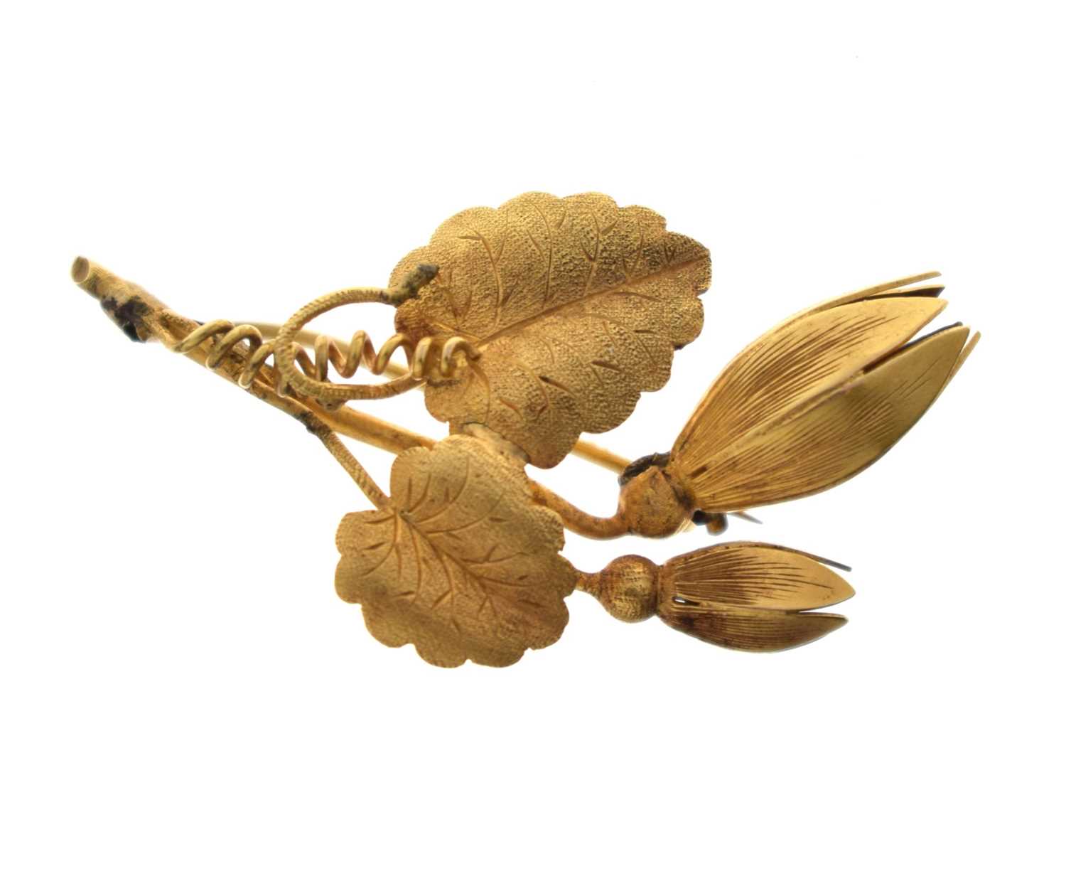 Lot 49 - Victorian yellow metal brooch in the form of a flower