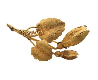 Lot 49 - Victorian yellow metal brooch in the form of a flower