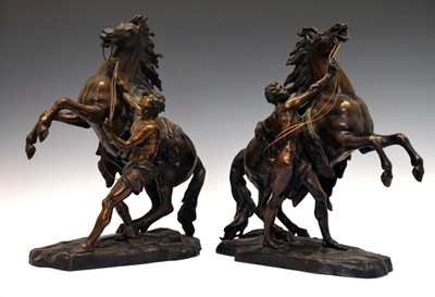Lot 253 - After Guillaume Coustou, (1677-1746) - pair of 19th Century bronze Marly Horses