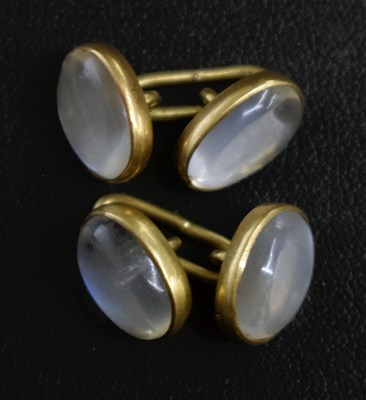 Lot 130 - Pair of moonstone cufflinks